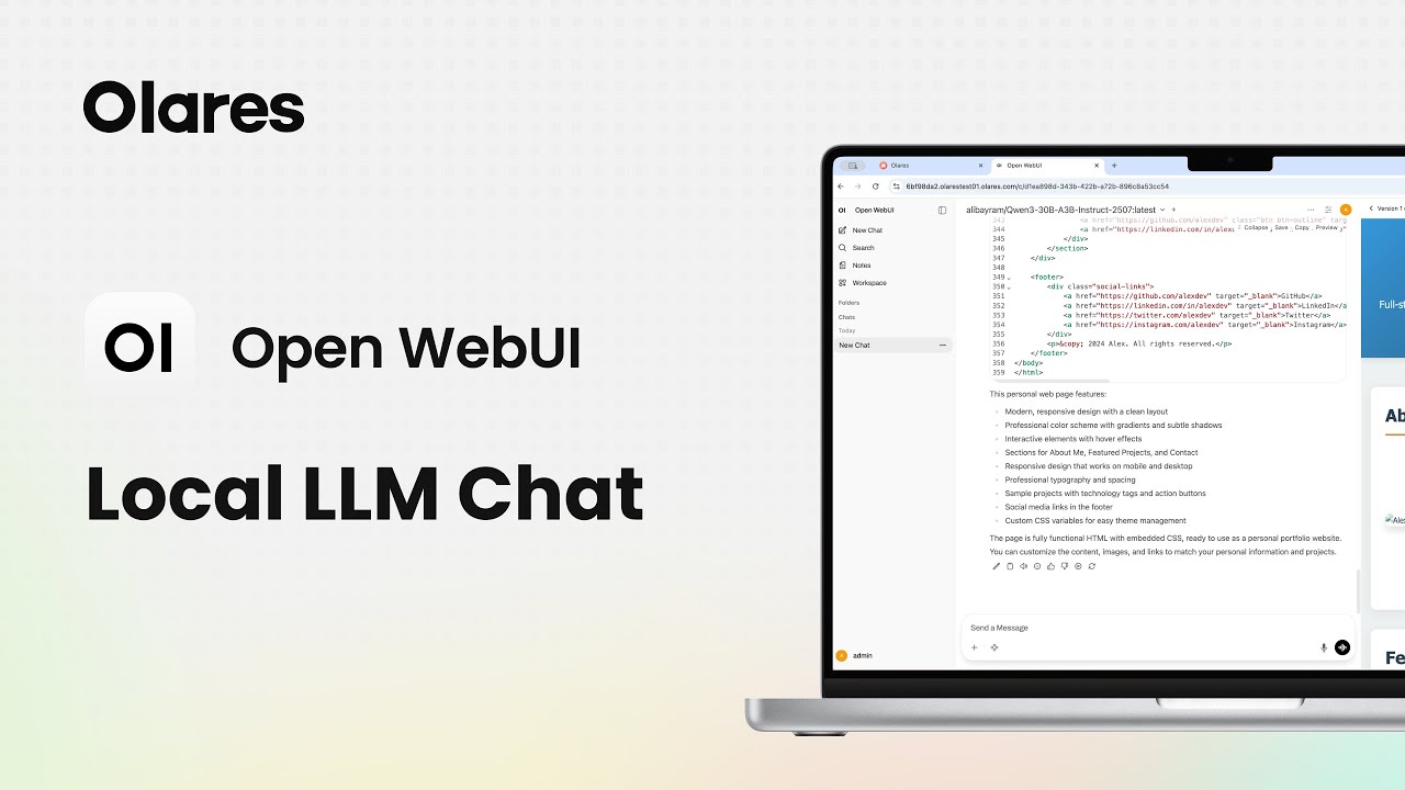 Open WebUI with Ollama & vLLM Backends for Local LLM Chat | Olares Demo