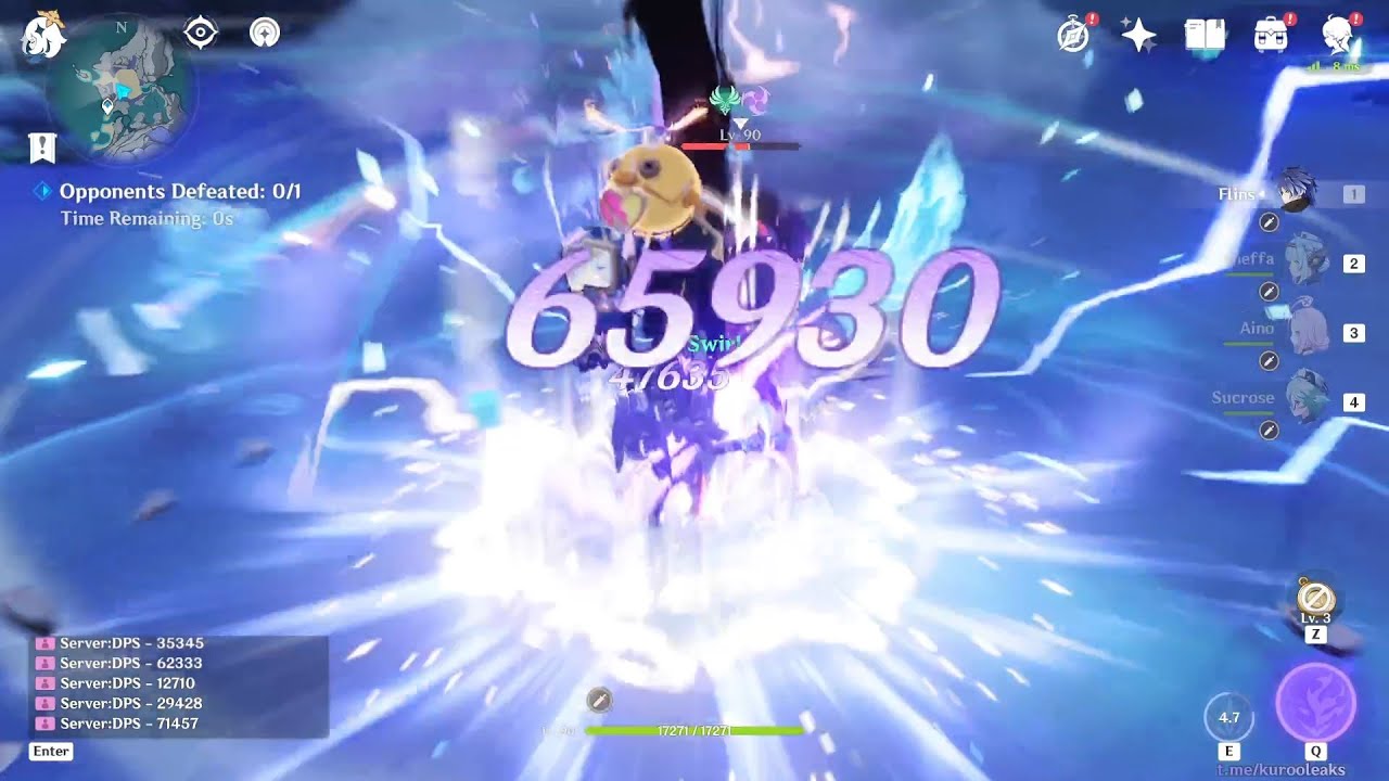 Flins C0 Damage Test Party with Ineffa - Aino - Sucrose | Genshin Impact BETA 6.0 v1