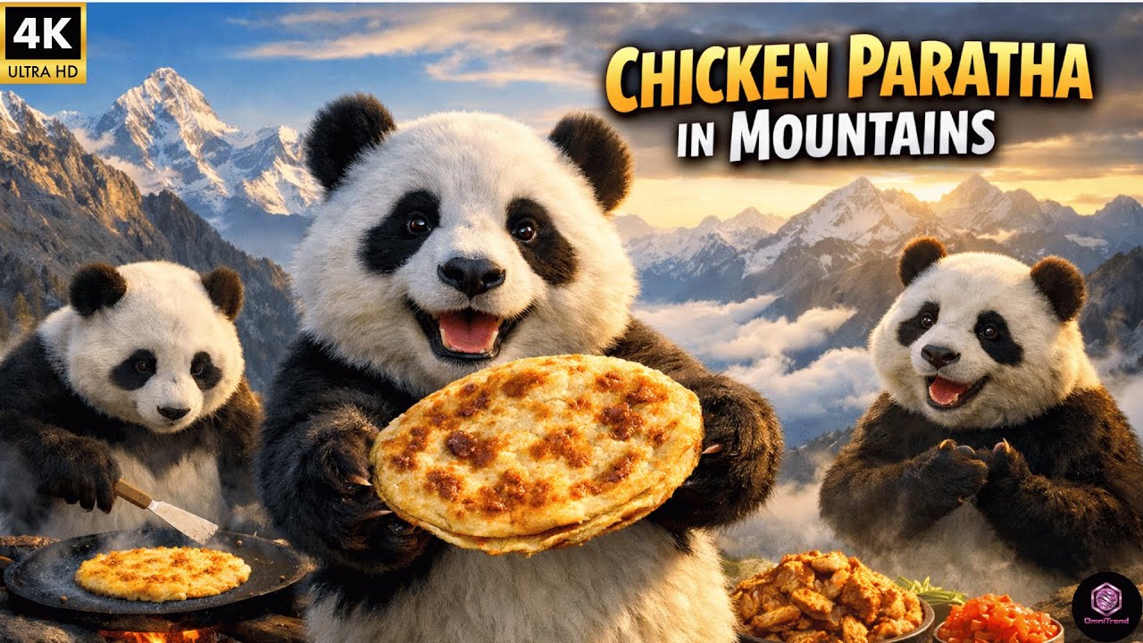 “Pandas Cooking Chicken Paratha on High Mountains | Mountain Chicken Paratha”