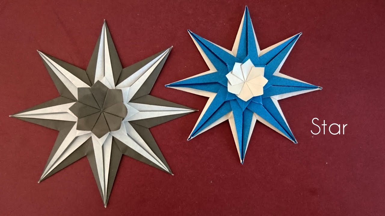 Origami 8-point Star with Edge/ Modular Star 折纸八角星 (V2)