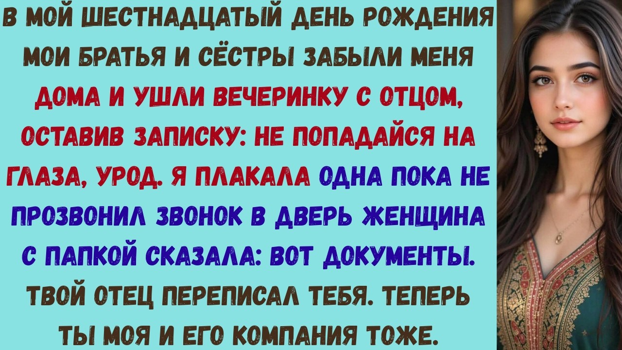 не попадайся на глаза, урод такую записку оставили мне родители. а потом в мою дверь постучал юрист.