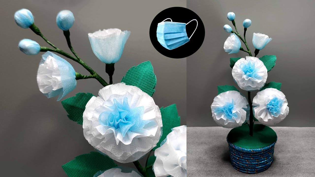 Ide Kreatif Bunga dari Masker Bekas | Face Mask Flower Craft Ideas