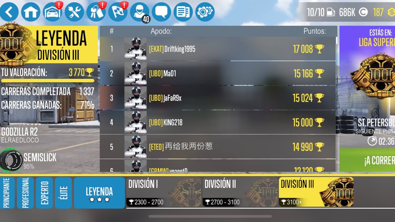 ASÍ ES RANKING LEYENDA DIVISIÓN 3||CAR X DRIFT RACING 2 MOBILE||reactivando el canal.