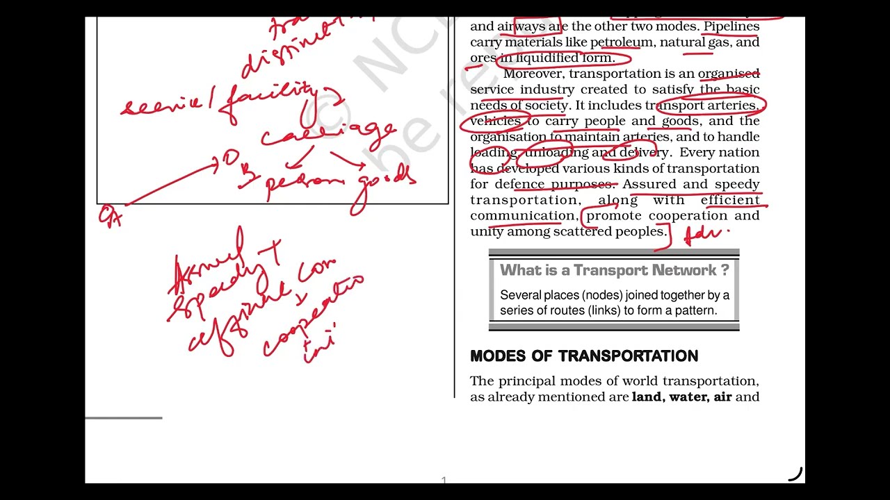 Transport and Communication | Book 1 | Class 12 Geography 