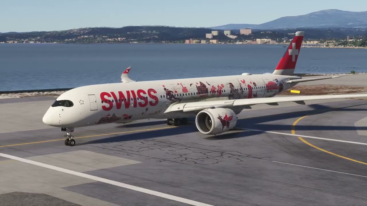 LX563/SWR7AK - NCE-ZRH- 1hour flight in the A350-900 Swissair livery
