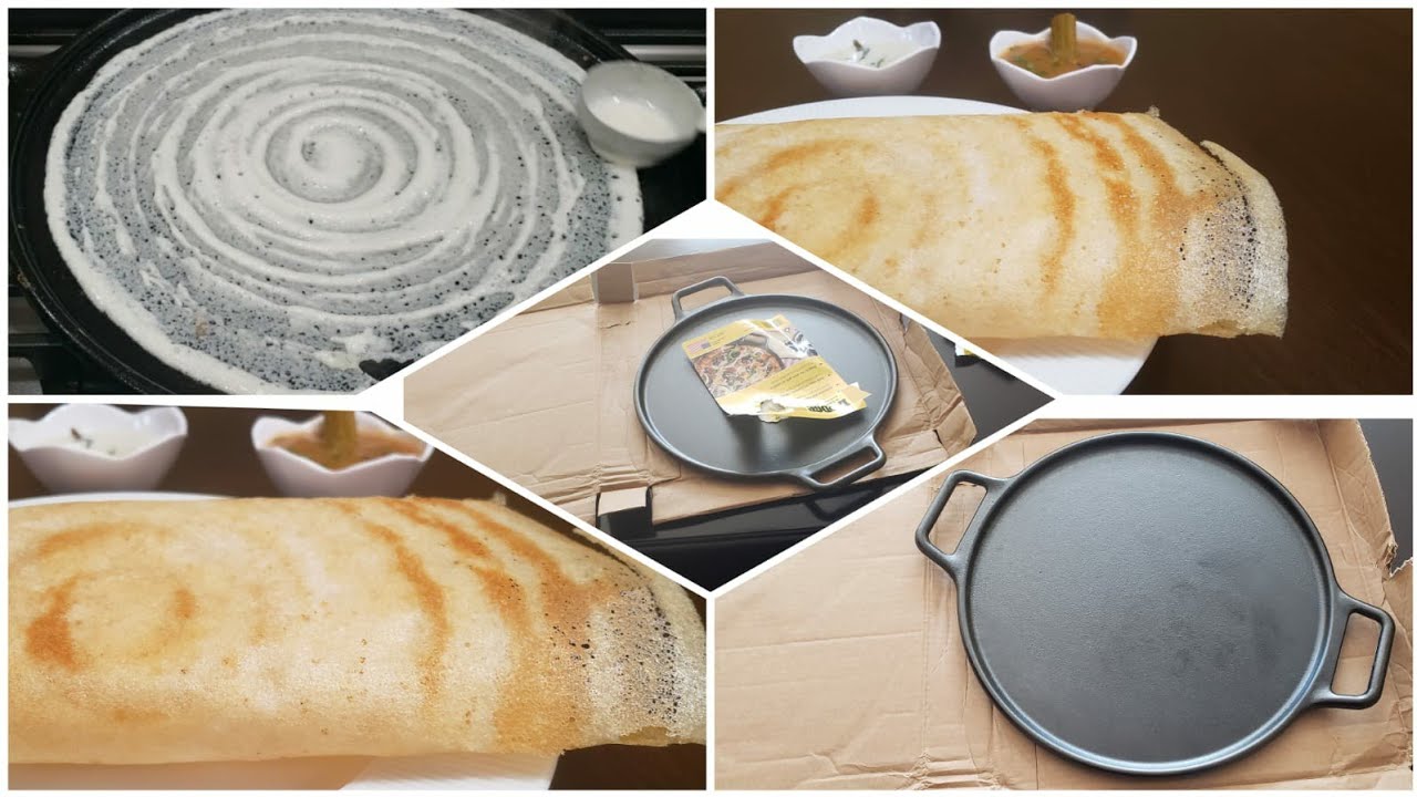 Unboxing dosai kal | How to season new Cast iron  pan for dosai | Lodge Pre-Seasoned Cast iron tawa