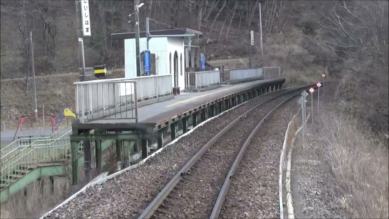 冬景色の三陸鉄道リアス線 甫嶺駅～恋し浜駅間を走行する36-700形の前面展望