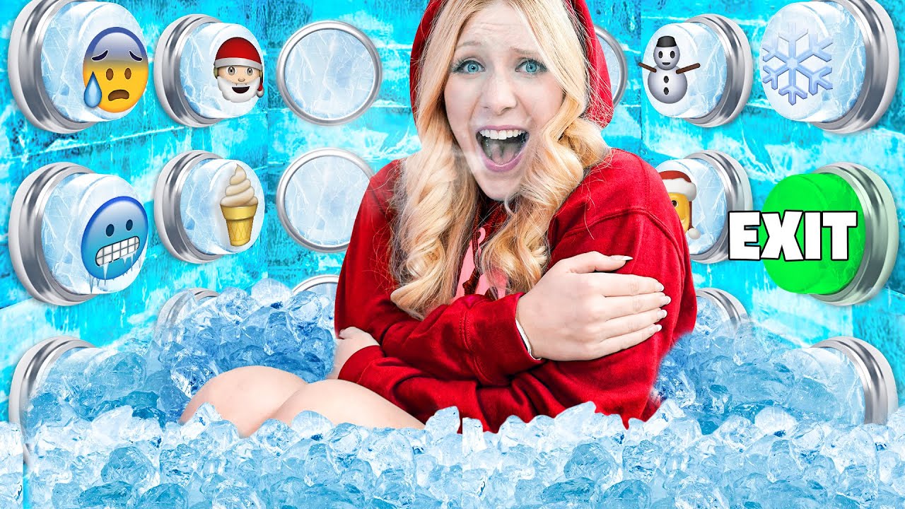 100 ICE Mystery Buttons but Only ONE Lets You Escape... *frozen*