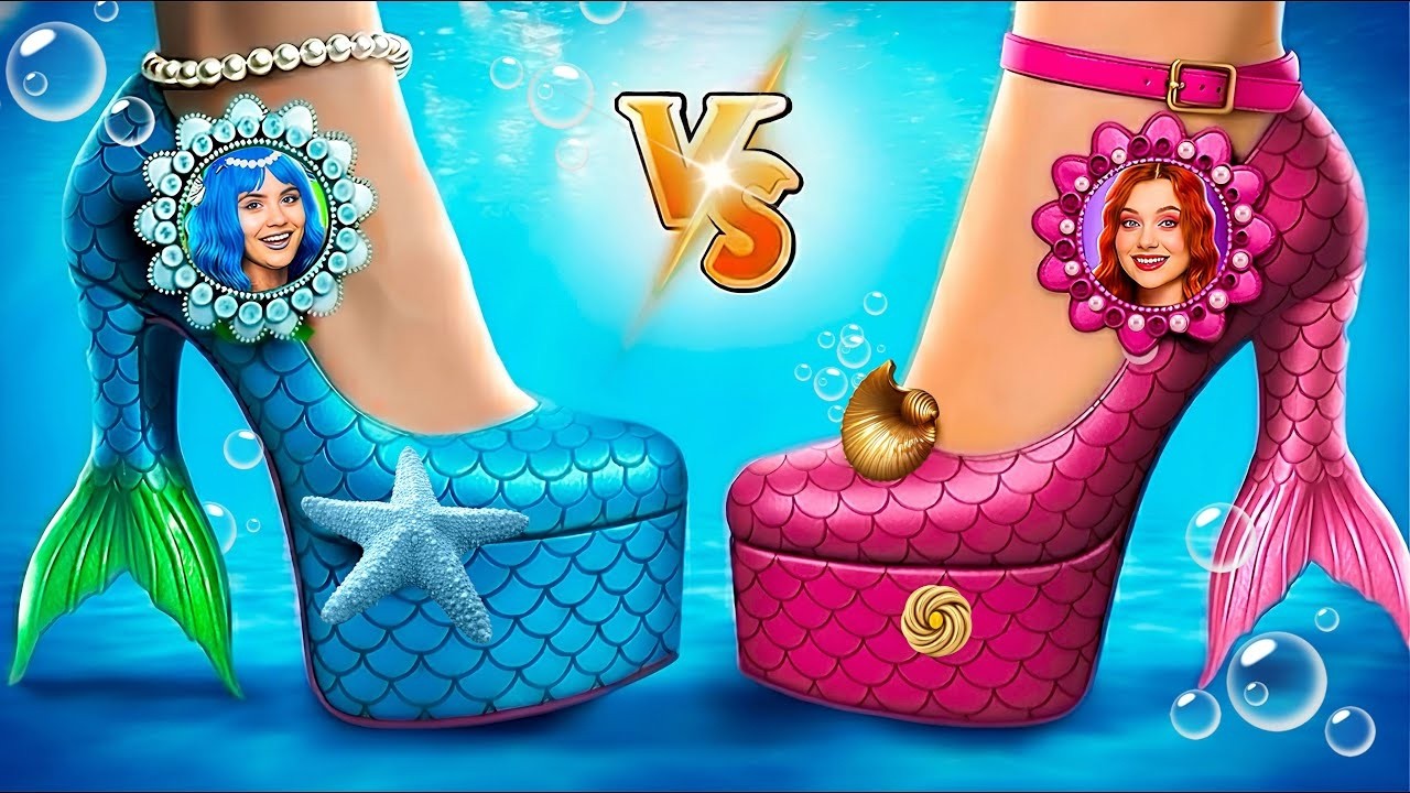 Sirène Bleue VS Sirène Rose! Défi Pièce Secrète d’Une Couleur Dans La Vraie Vie!