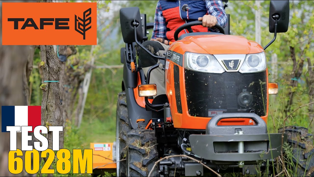 Tracteur TAFE 6028M: essai sur le terrain avec broyeur Deleks