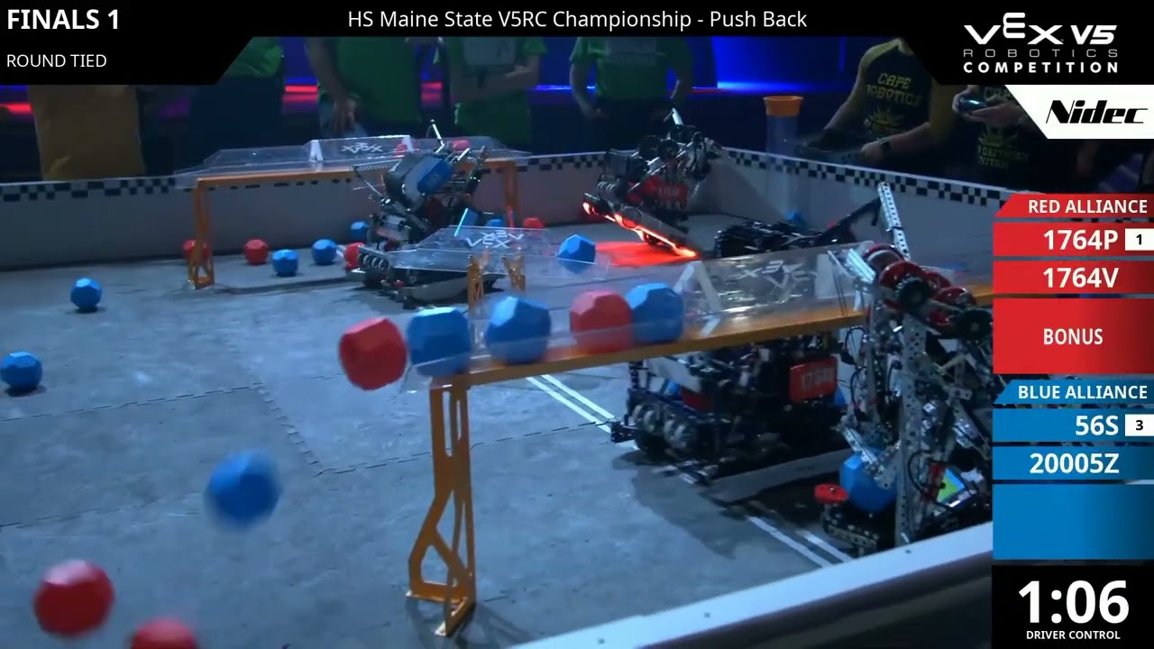 Maine Regionals : Default Division - Final #1-1 - 1764P & 1764V vs 56S & 20005Z - Auton + Driver