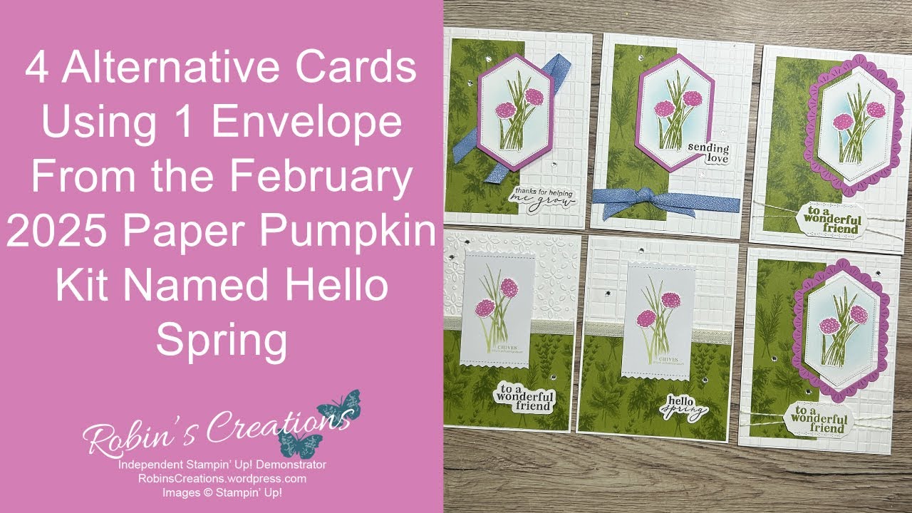 4 Alternative Cards Using 1 Envelope From the February 2025 Paper Pumpkin Kit Named Hello Spring