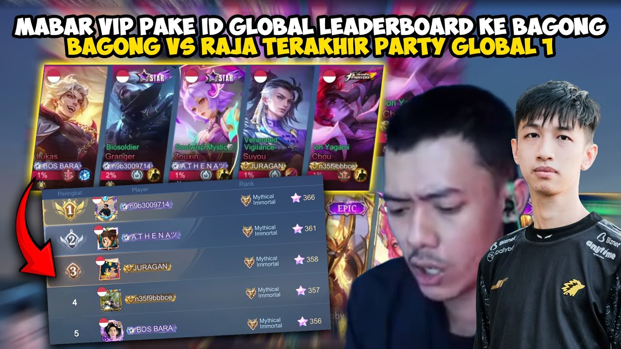 MABAR VIP PAKE ID LEADERBOARD KE  @bagongbekbekbek TENGIL