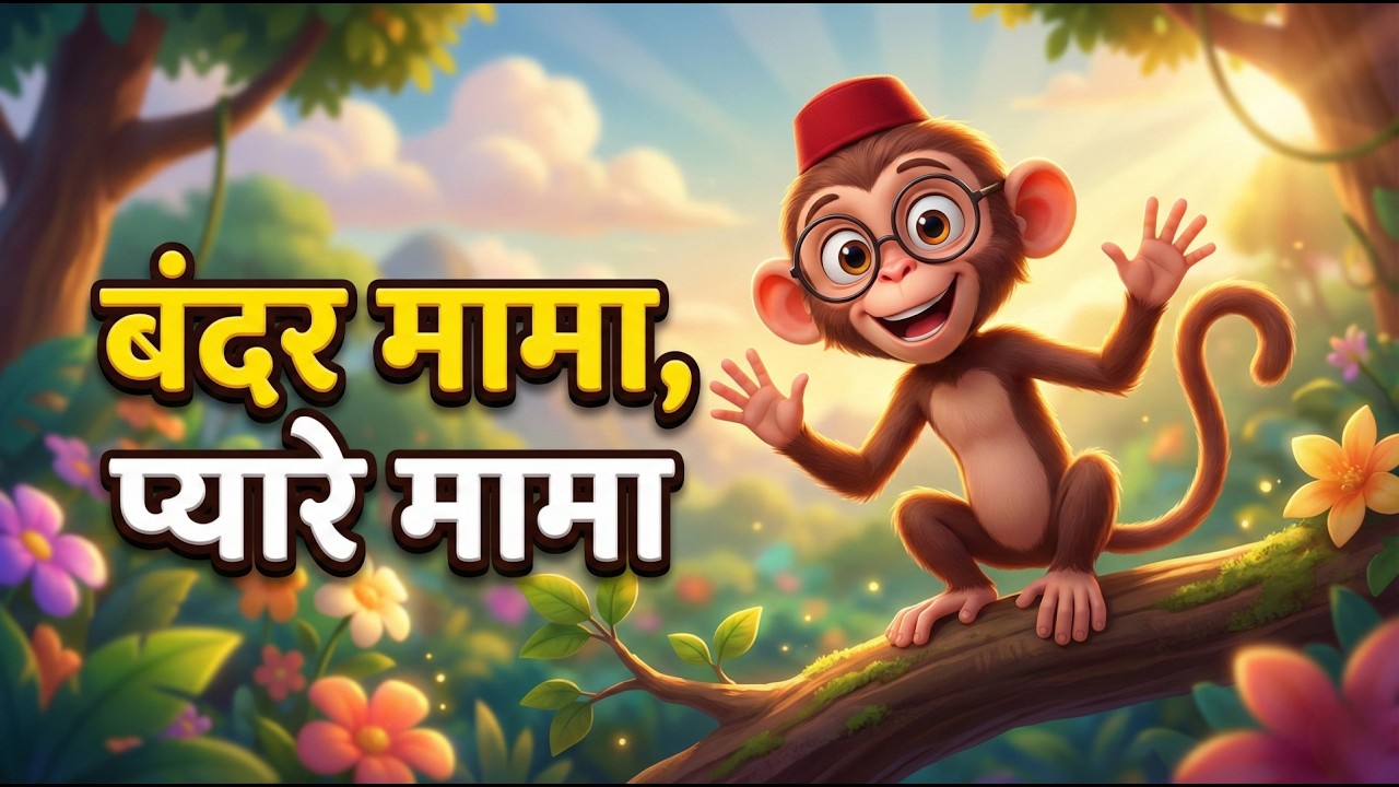 बंदर मामा, प्यारे मामा 🐒 | Fun Kids Animated Hindi Song 🎶