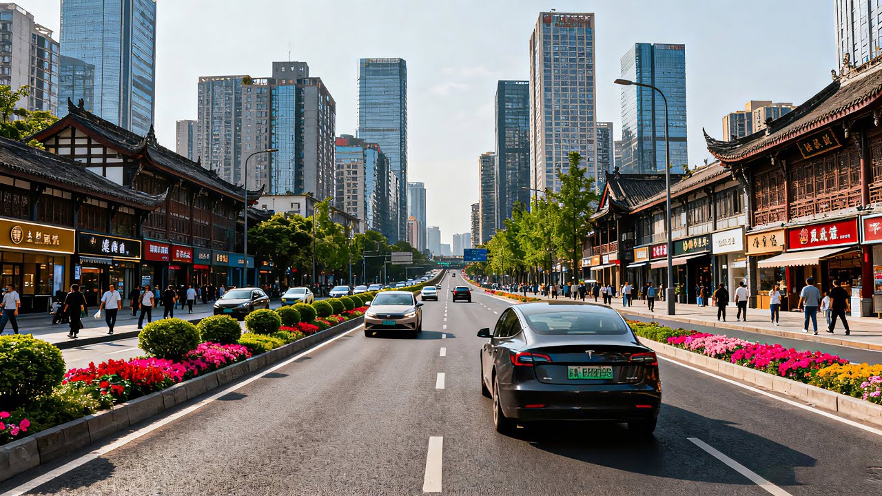 Driving in Chengdu, China: An Evening Drive Through the City Center