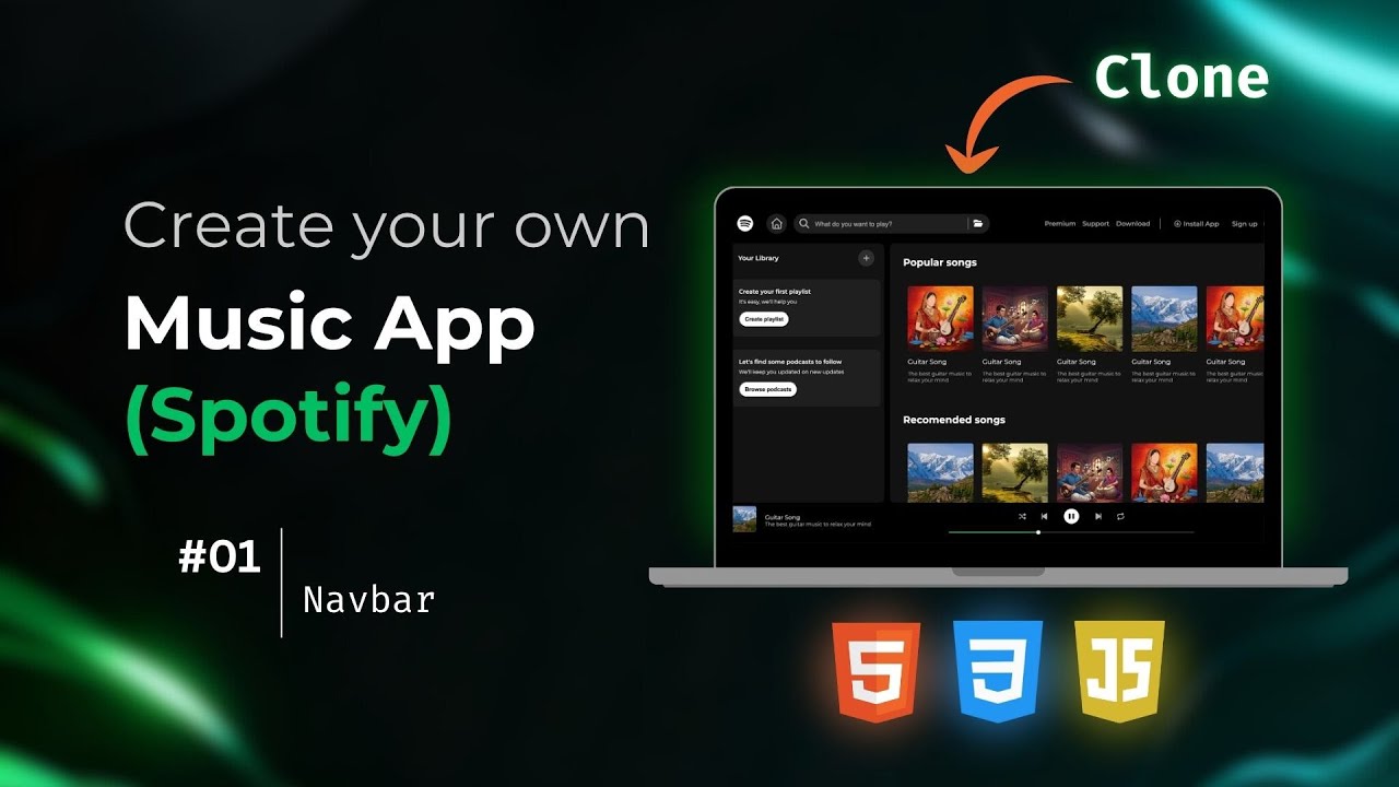 🎧 Building Spotify Clone Step-by-Step &ndash; EP1: Realistic Navbar Using HTML & CSS!