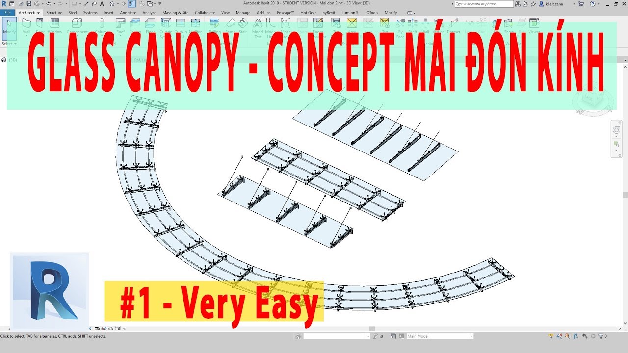 MÁI ĐÓN KÍNH Revit Concept Glass Canopy - Phần 1