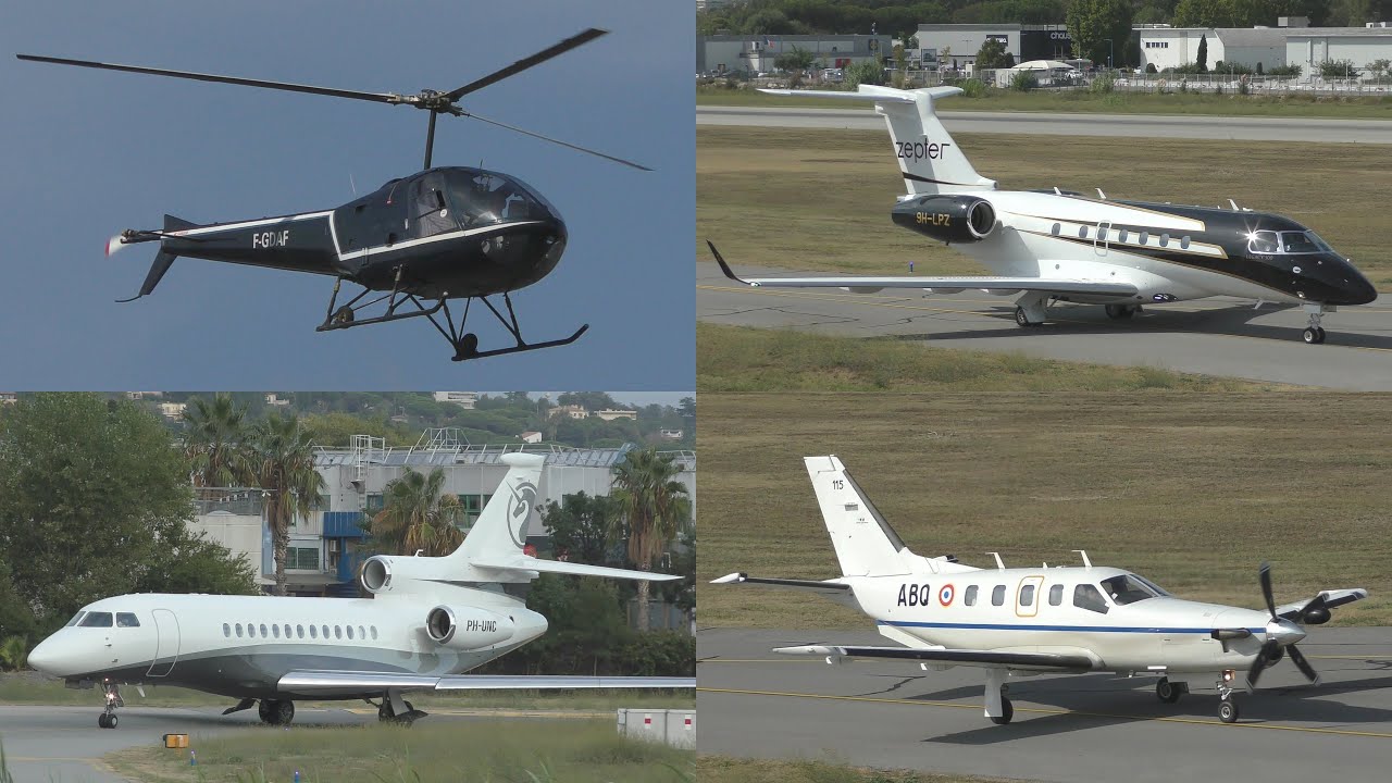 Bizjets, Helicopers and Military | Spotting at Cannes | 1st September 2023 [4K]