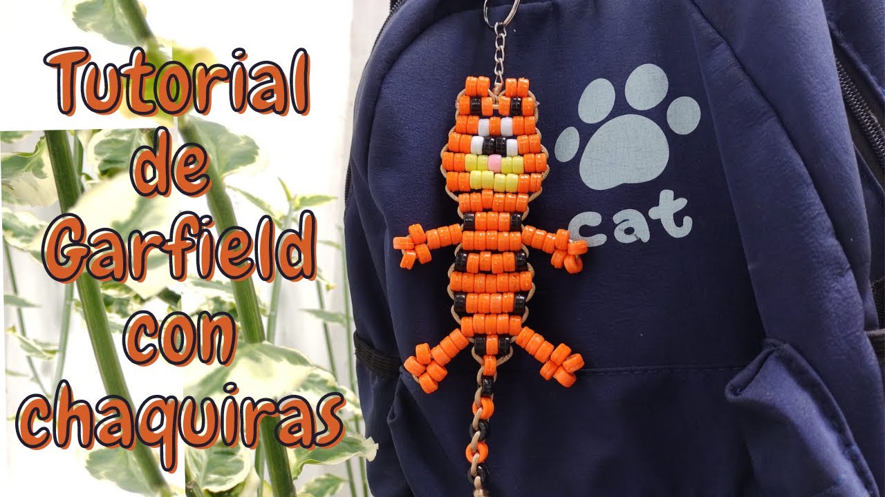Tutorial de Garfield con chaquiras o cuentas kandi, bonito y fácil!♡