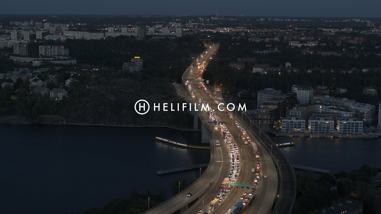 7558. Essingeleden Drone Stock Footage Video