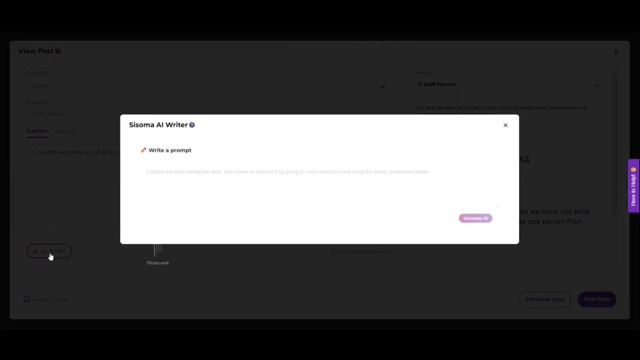 View Post AI Caption Writer Tour