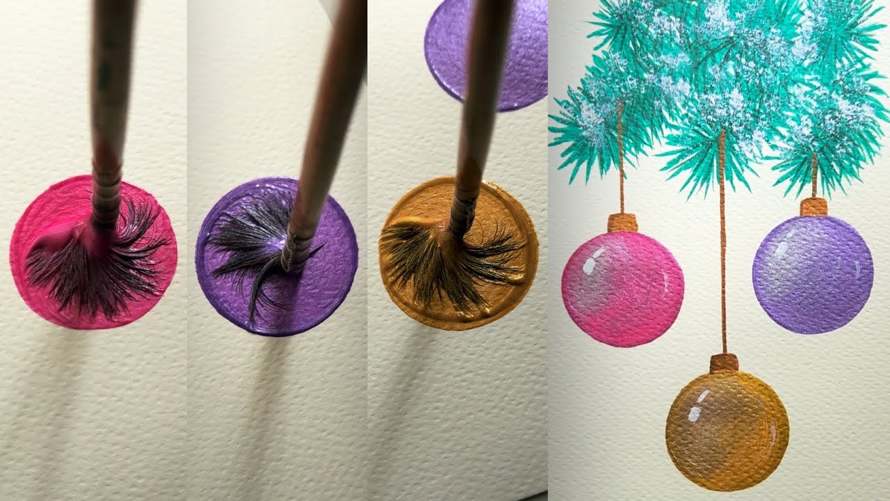 Christmas Ornaments Painting | Easy Holiday Art Tutorial | Acrylic painting 