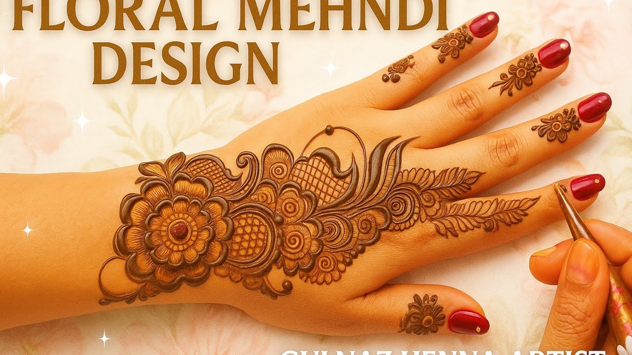 Simple floral mehandi design ll stylish back hand mehandi design with flowers ll Arabic style