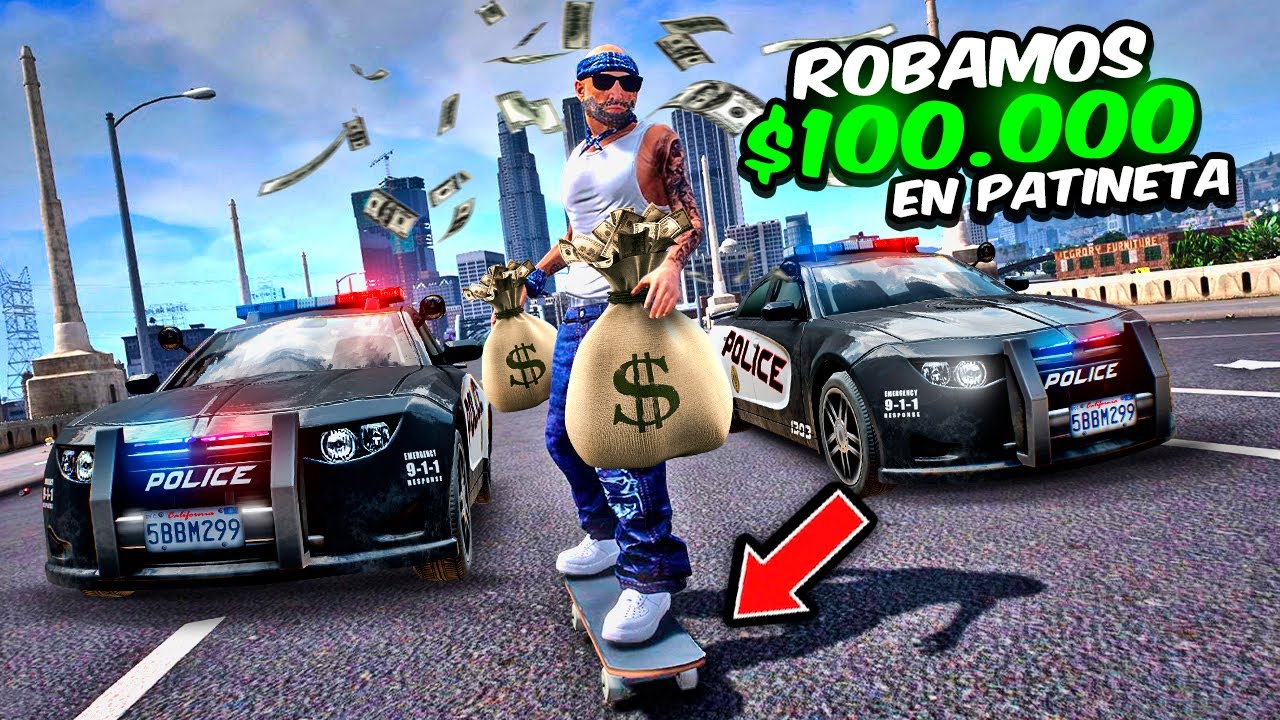 Escapo de la POLICIA haciendo SKATE GTA RP