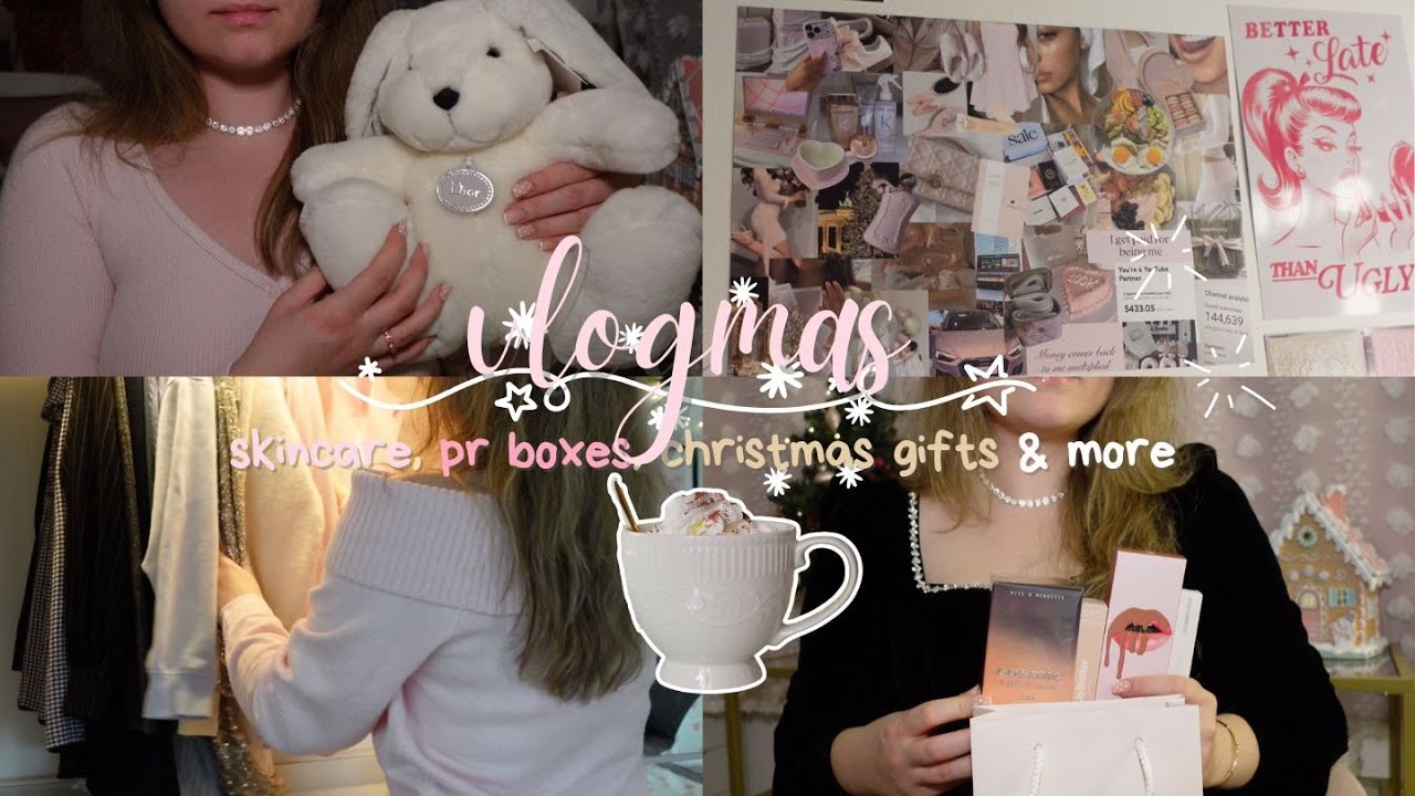 2025 cozy girl pinkmas 🎀  vlog what I got for christmas, pr unboxing and more - no talking