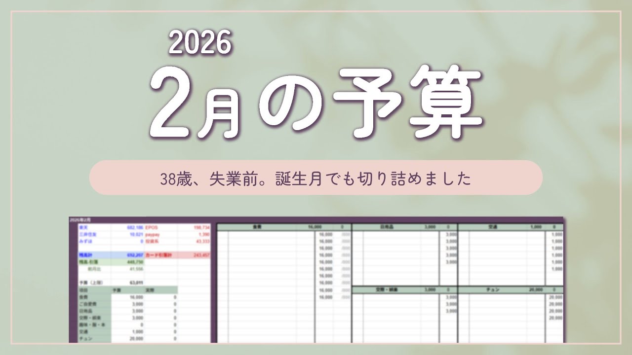 2月予算🍫失業前の給料日ルーティン｜38歳、手取り22万｜誕生月でも切り詰め生活
