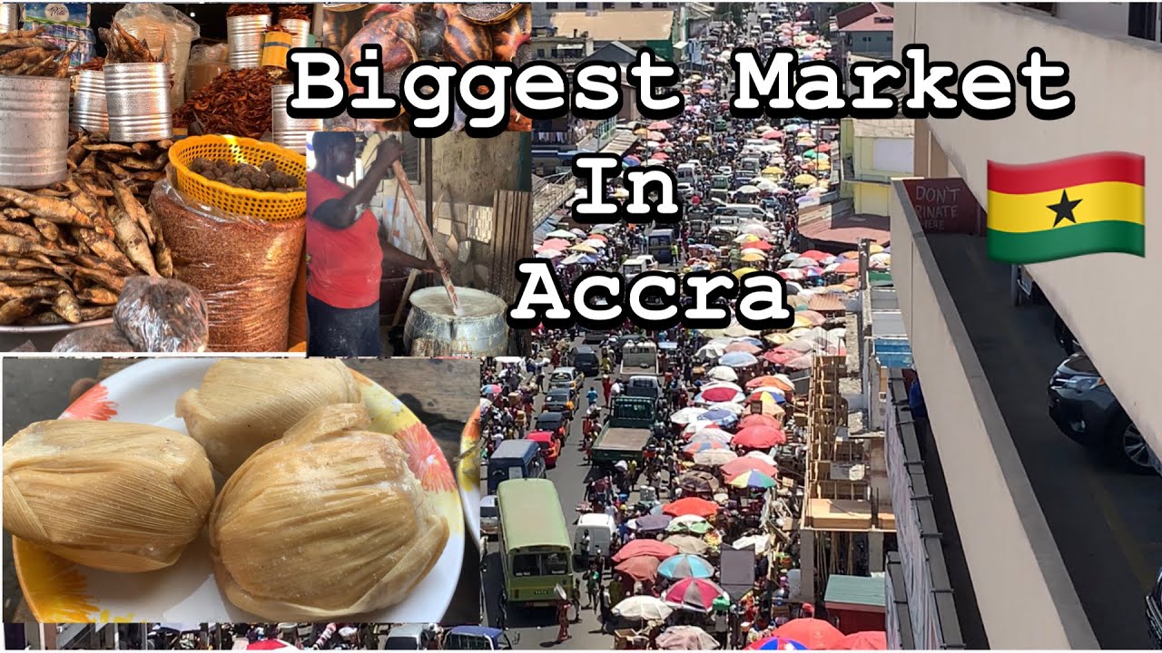The BIGGEST MARKET In Accra|| Traditional Ghana STREET FOOD|| Kenkey+ Fish + MAKOLA