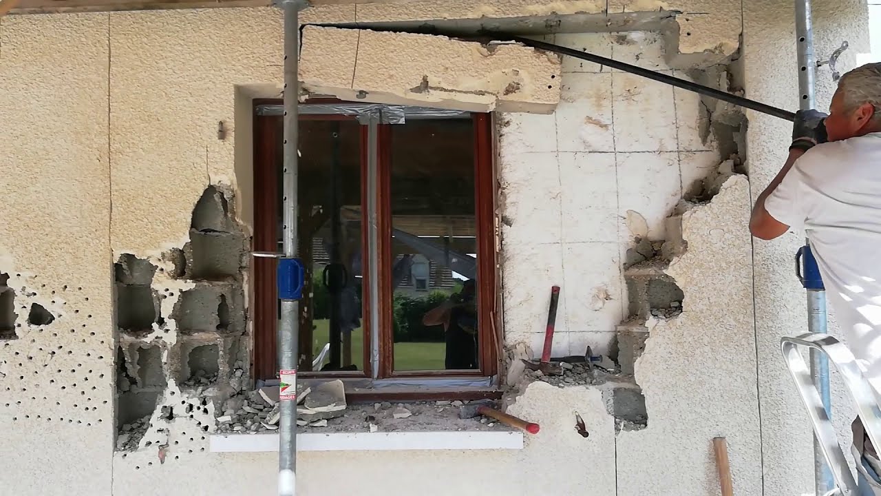 Ouverture et pose d'une baie vitrée coulissante
