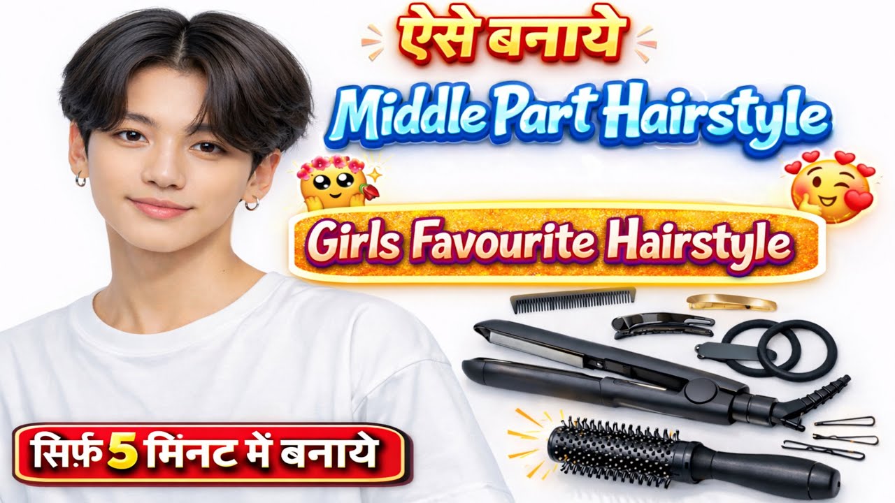How To Make Middle Part Hairstyle Without Any Product💥 || Middle Part Hair Style Tutorial✅ || 