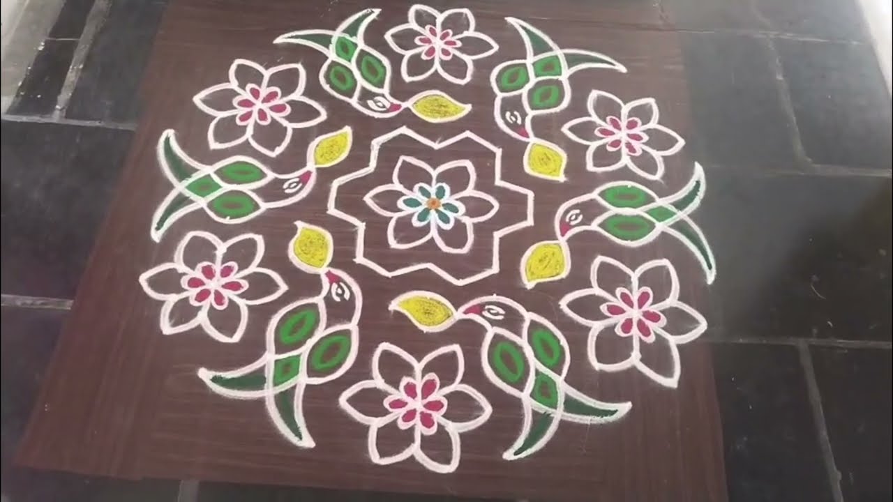15*8. Cukkala muggu easy and simple kolam 🌸🌸🦜🦜longvideo#treding#viral#ytstudio 