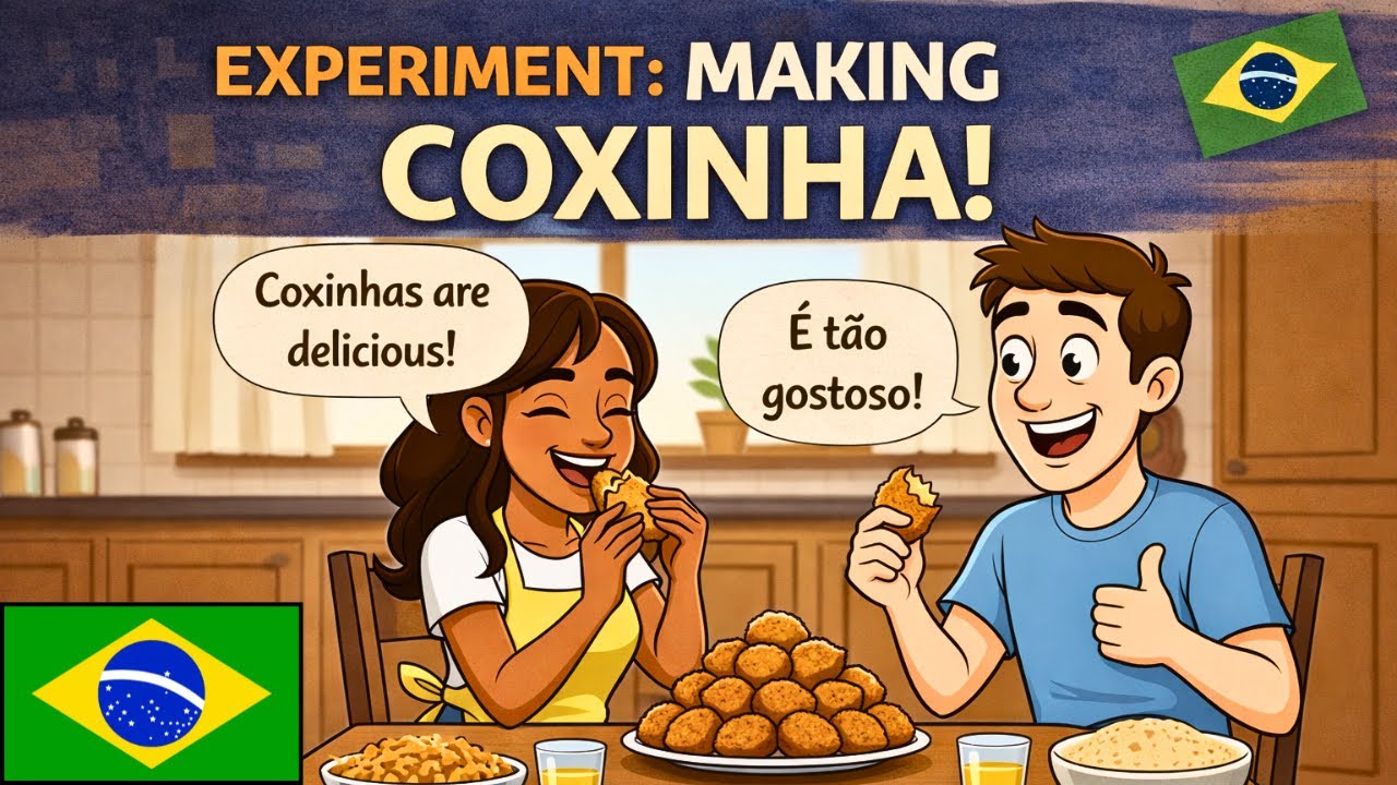 Slow Talk in Brazilian Portuguese for Americans: Everyday Dialogue – Cooking and Tasting Coxinhas