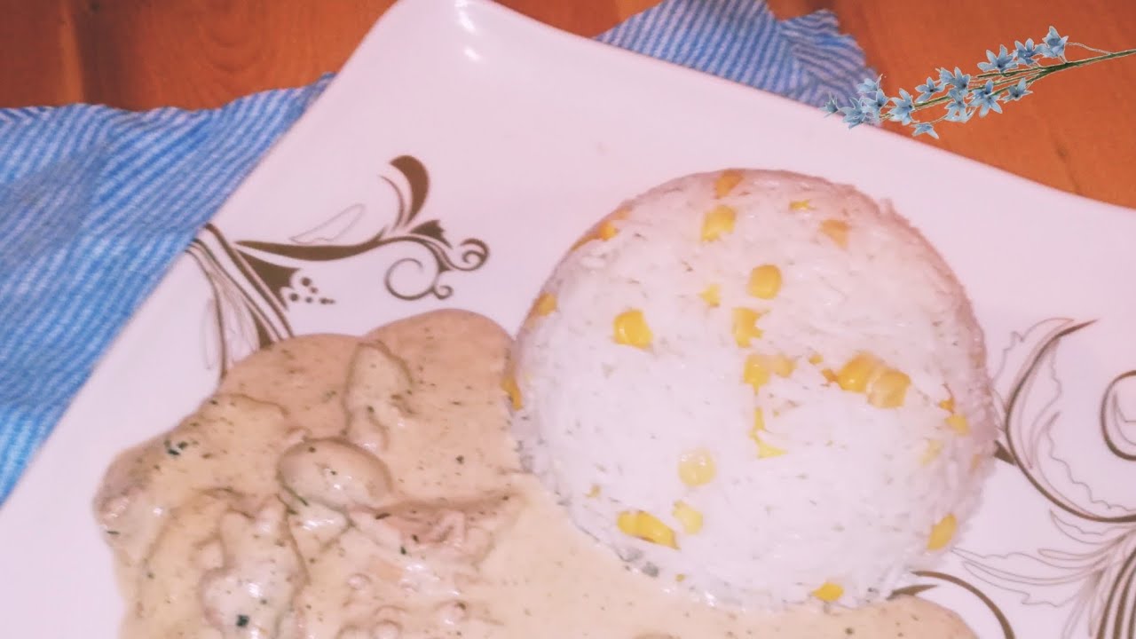 أرز مع الدجاج والكريمة والفطر اكلة اقتصادية وكتييييير طيبة 😋😋