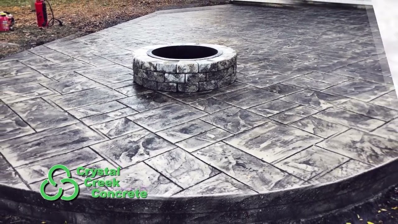 Backyard Firepit and Patio Stamped Concrete Guys Fort Wayne Indiana Area