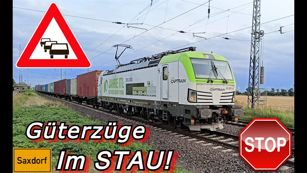 Güterzüge im Stau V4! Stopp & Go am Blocksignal in der ländlichen Einöde- In Saxdorf platzt der Sack