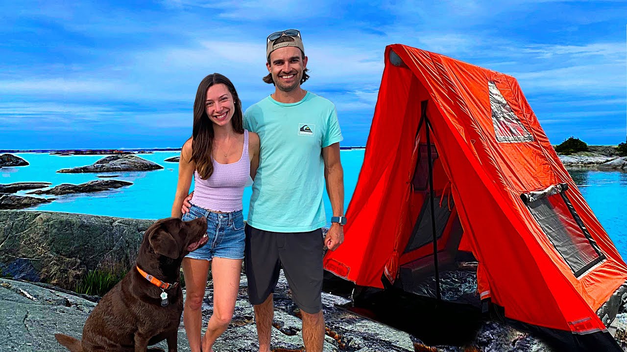 Deserted Island Camping In Tiny Inflatable Cabin