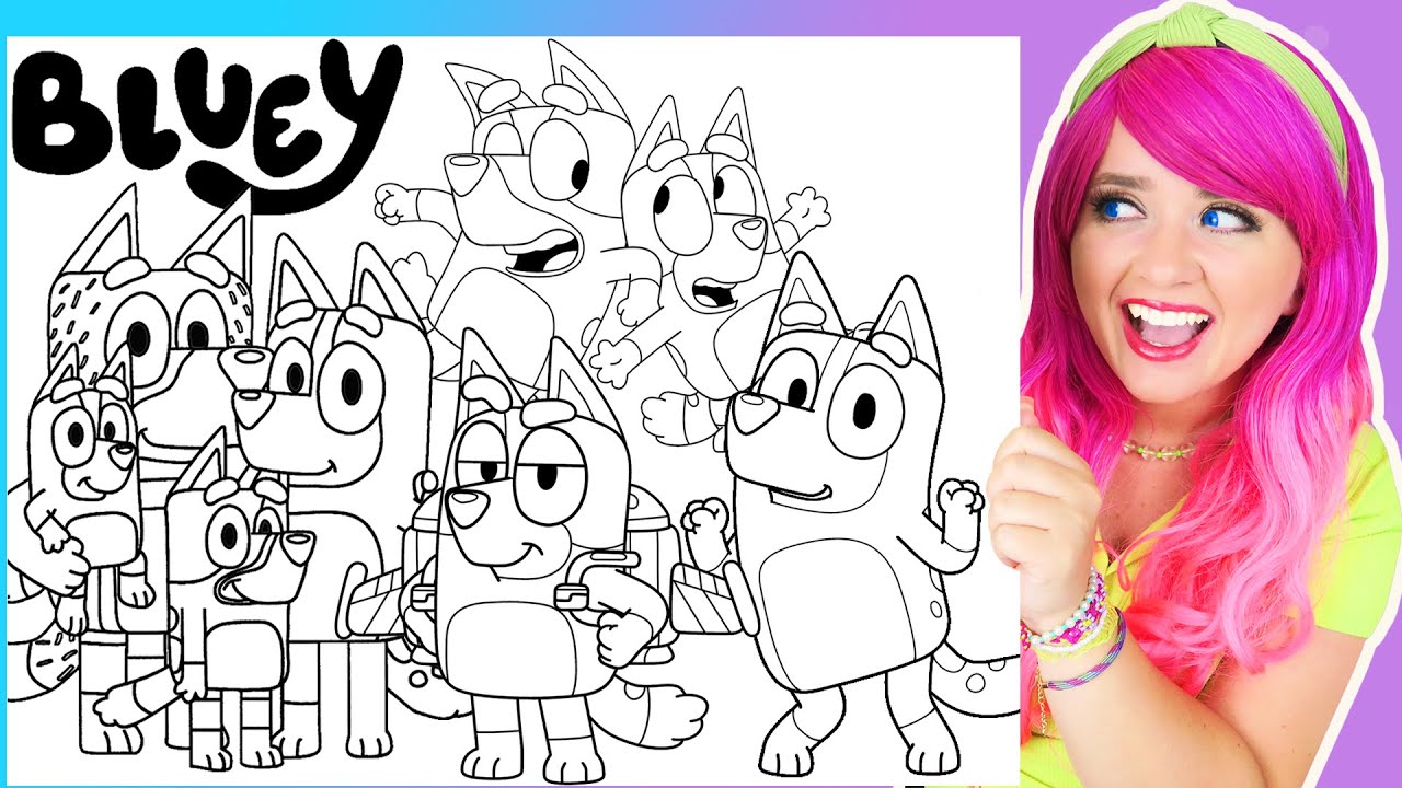 Coloring Bluey & Bingo, Mom & Dad | Bluey's Family Coloring Pages | Bluey Characters Coloring Videos