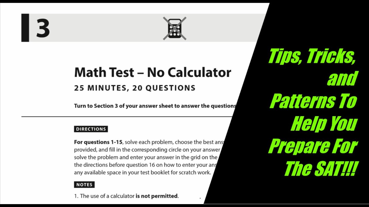 SAT Practice Test 5 - Math No Calculator - In Depth Analysis, Answers, and Explanations!!!