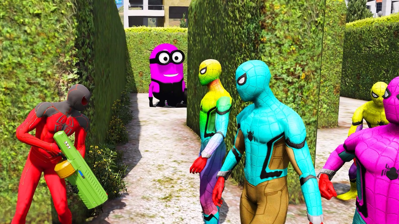 GTA 5: RED SPIDERMAN vs MINION – Epic Funny Ragdolls Battle! #9