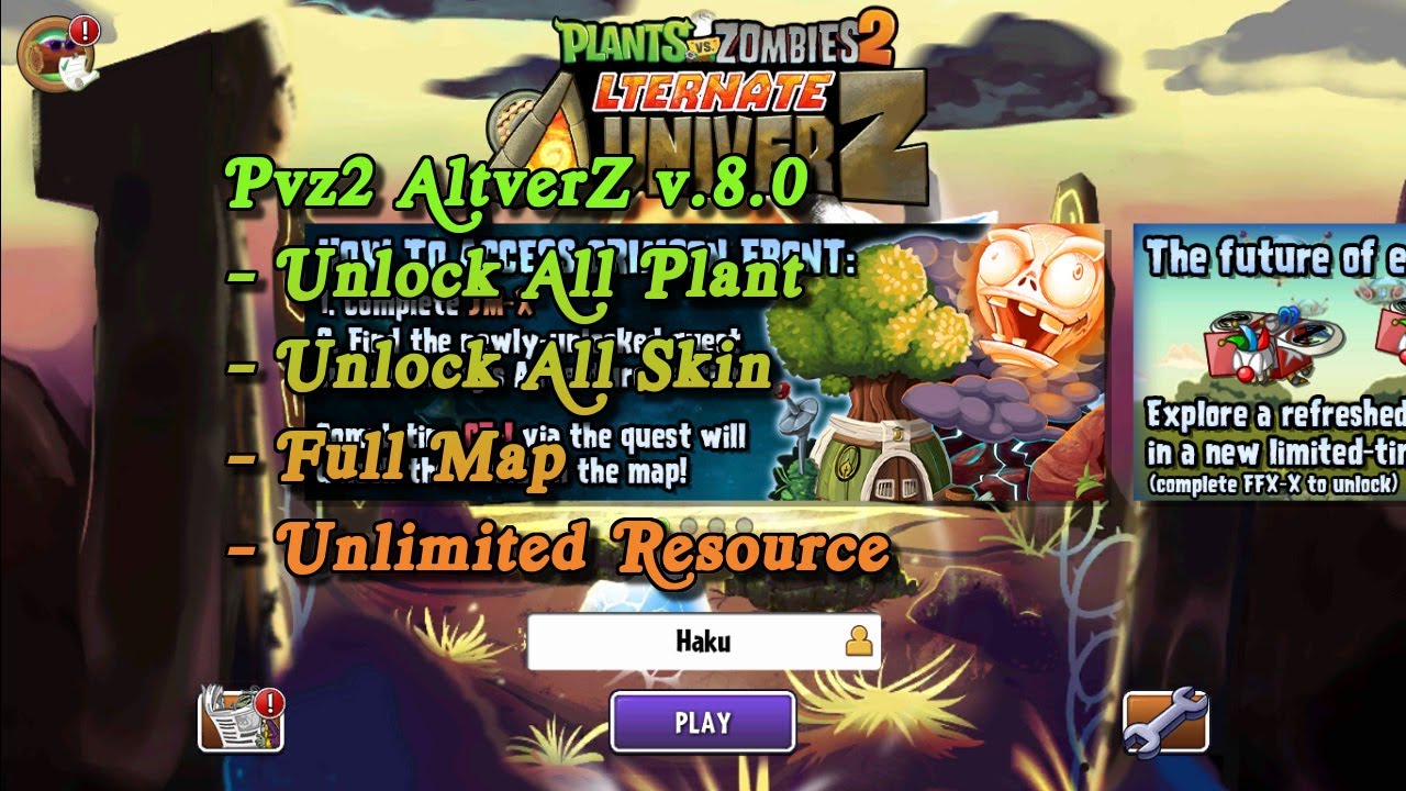 Pvz2 AltverZ v.8.0 — Открыть все растения | Полная карта | Открыть все скины | Pvz2 Alternative U...