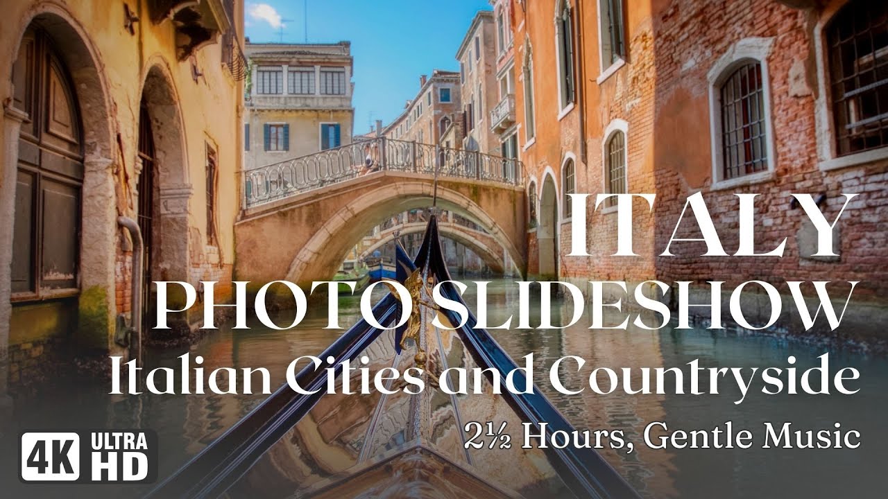 4K Italy Photo Screensaver | Rome, Tuscany, Venice, Florence, Italian Riviera Slideshow | 2.5 Hours