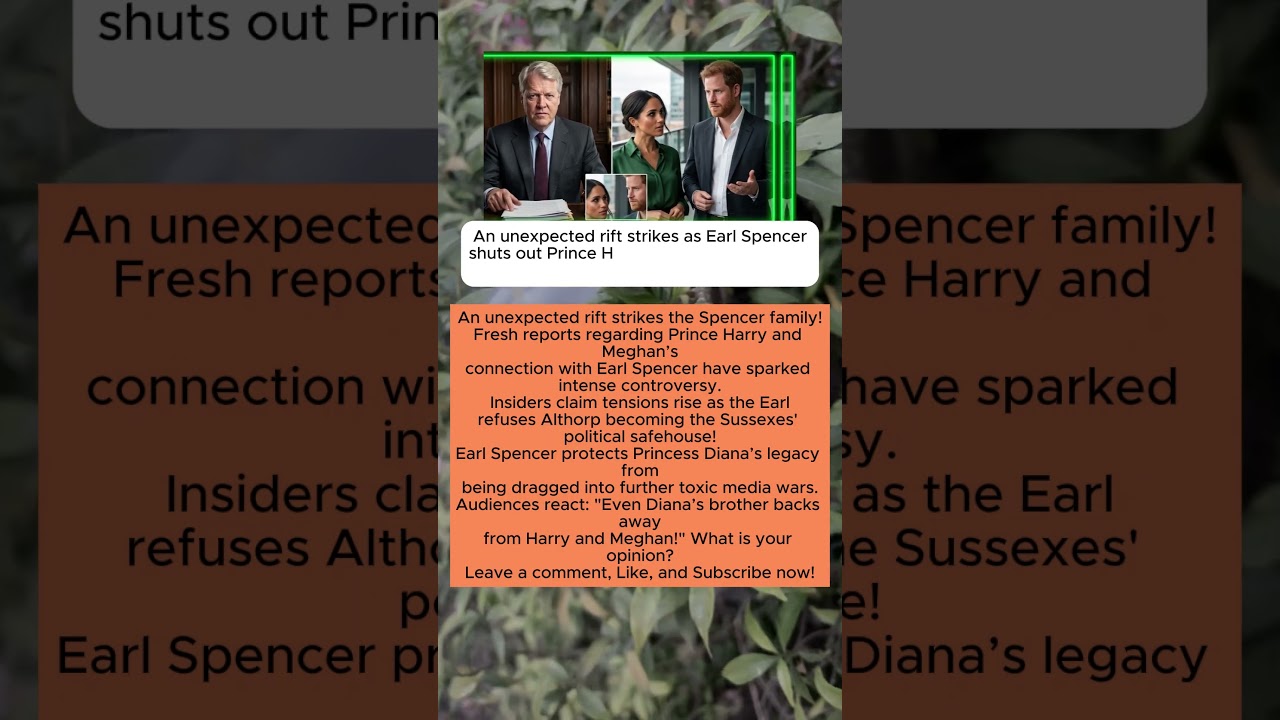 Earl Spencer Shuts Out Harry & Meghan In Shocking Family Rift! 🚨👑