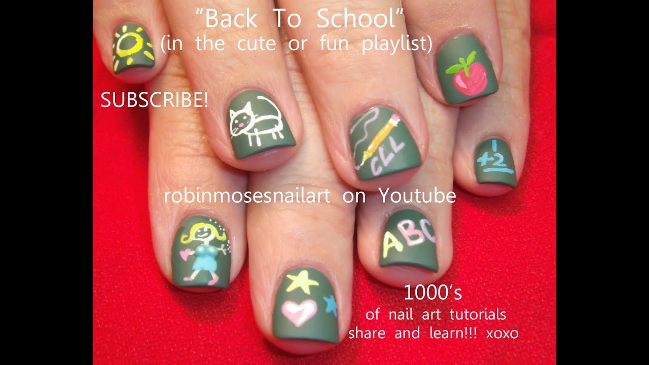 Easy Back to School Nails - DIY Matte Chalkboard Nail Art