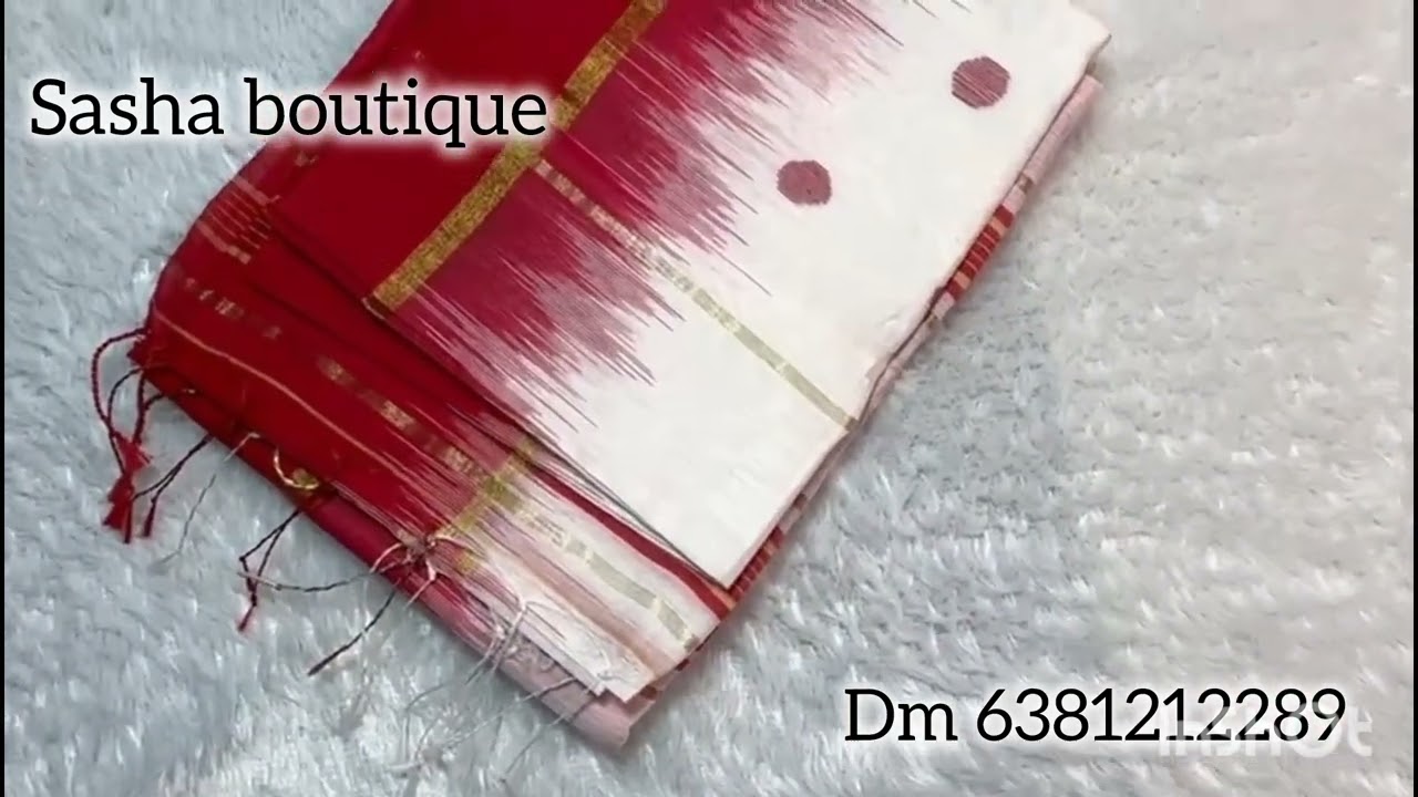 🌺Beautiful and elegant 120GSM🍀 slub cotton saree with contrast blouse 🌺@Sashaboutique2024 