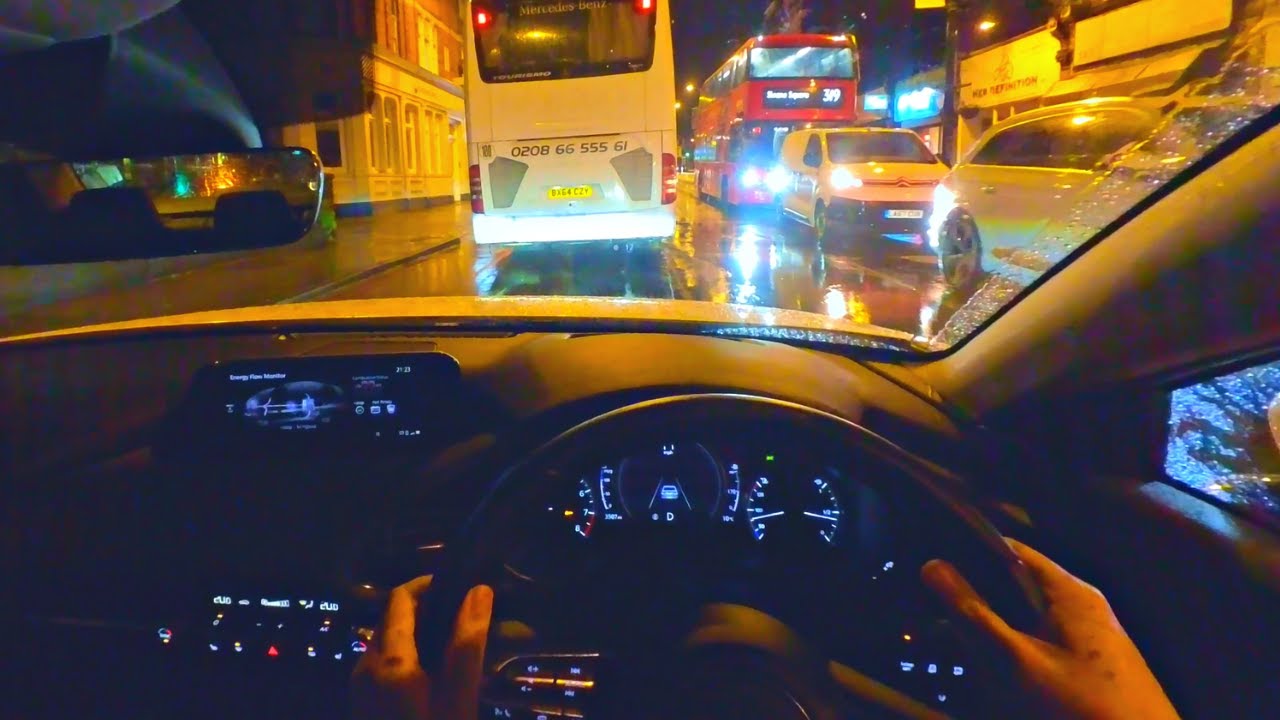 Relaxing POV Night Time Drive In The Rain - Streatham, South London | ASMR Driving | 4 Wheel Reel