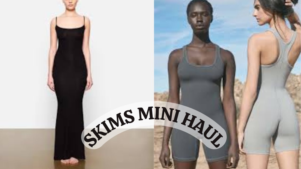 SKIMS OUTDOOR BASICS TRY ON | OUTDOOR MID THIGH BODYSUIT + SOFT LOUNGE DRESS