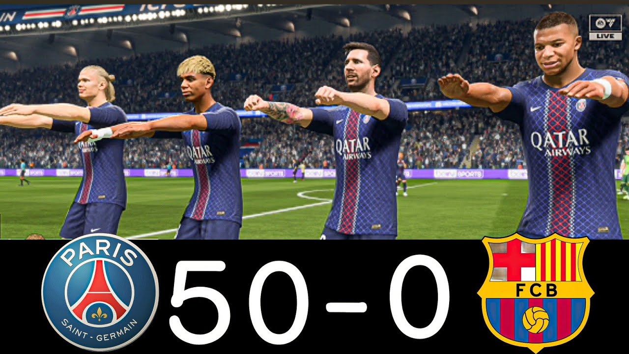 FC 26 Ronaldo Messi Halland Mbappe Yamal Al Stars PSG vs Barcelona 50-0 All Goals 
